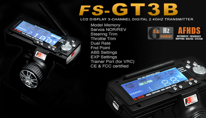Flysky FS-GT3B 3CH RC System 2.4G Radio Control /with FS-GR3E Receiver - Image 2