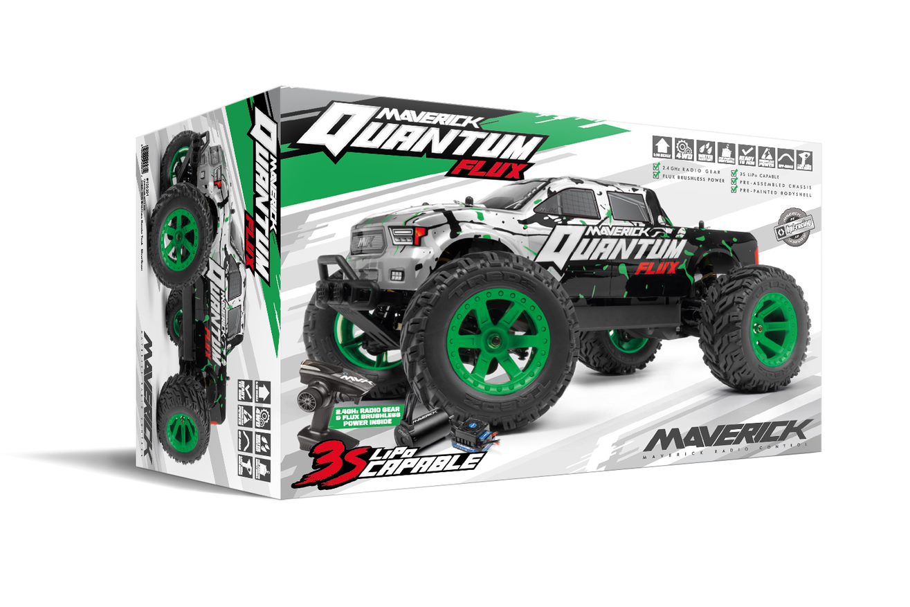 MAVERICK QUANTUM MT FLUX 80A 1/10 4WD BRUSHLESS MONSTER TRUCK SILVER ...